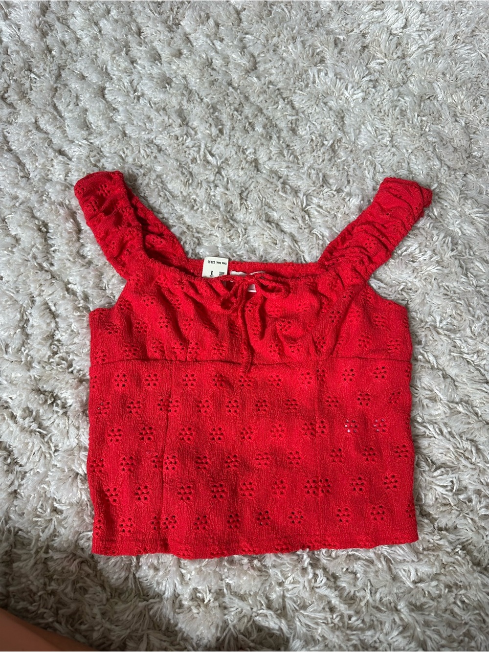 Aeropostale Red Eyelet Knit Crop Tank